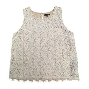 Rafaella Off White Sheer Floral Lace Tank Top Ecru Lining Women's Size Large